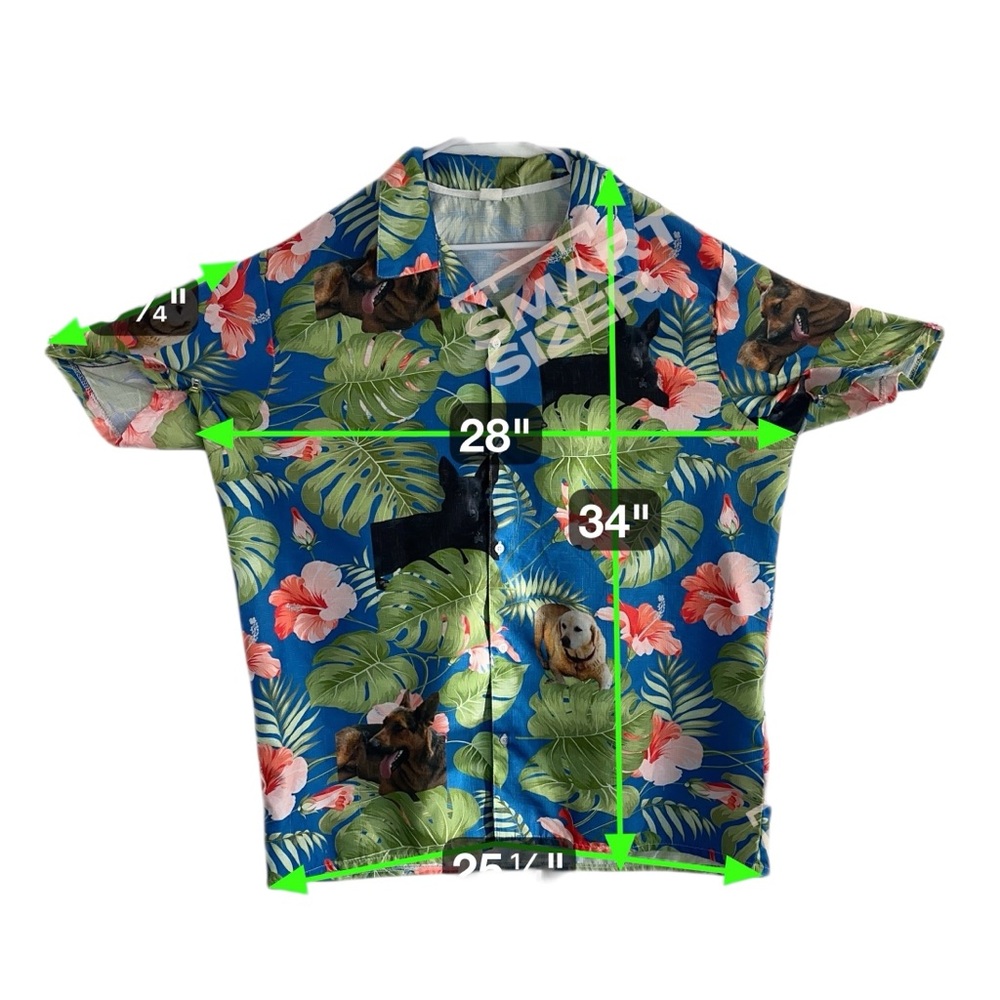 Hawaiian Shirt Dog Print Tropical Aloha No Tag Fits Men’s XXL 28x34 - Picture 5 of 5